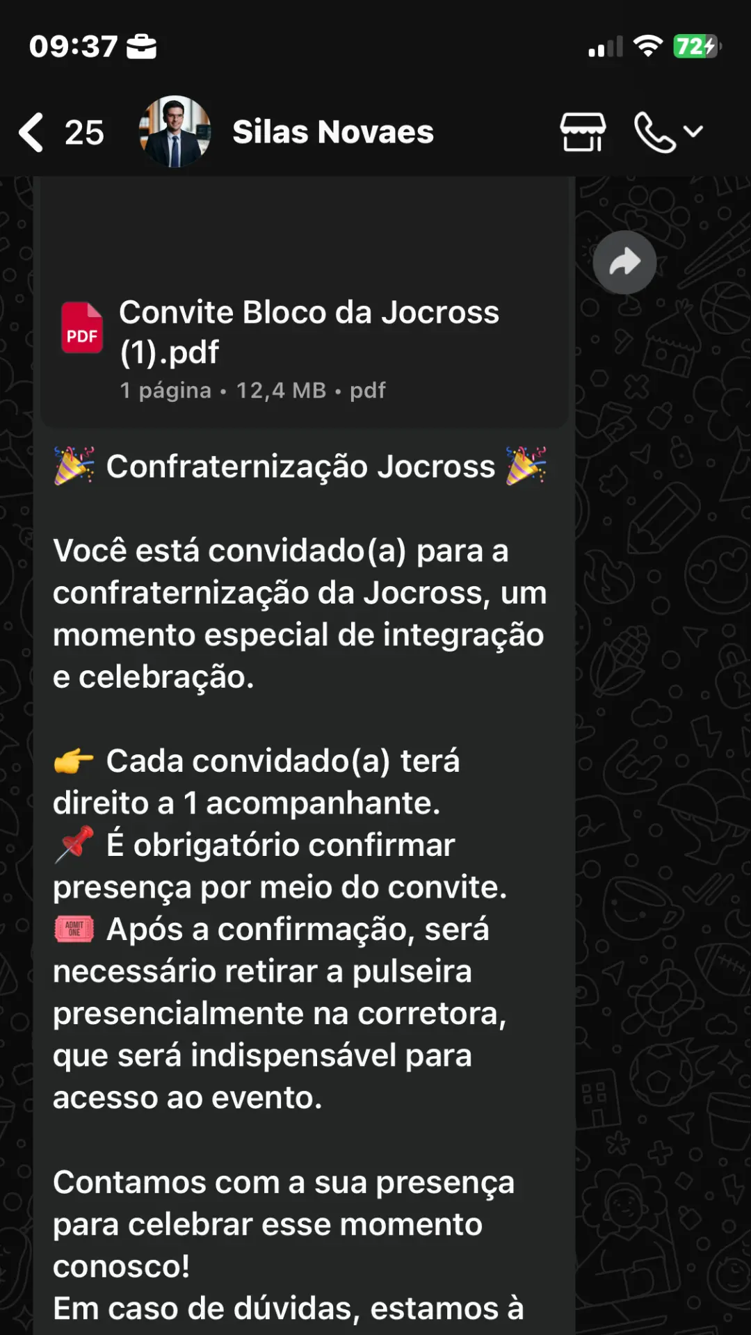 Print de depoimento WhatsApp